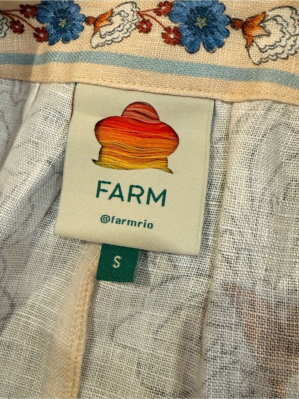 NWT FARM Rio Garden Scarf Blue Linen Midi Skirt S - Picture 7 of 16